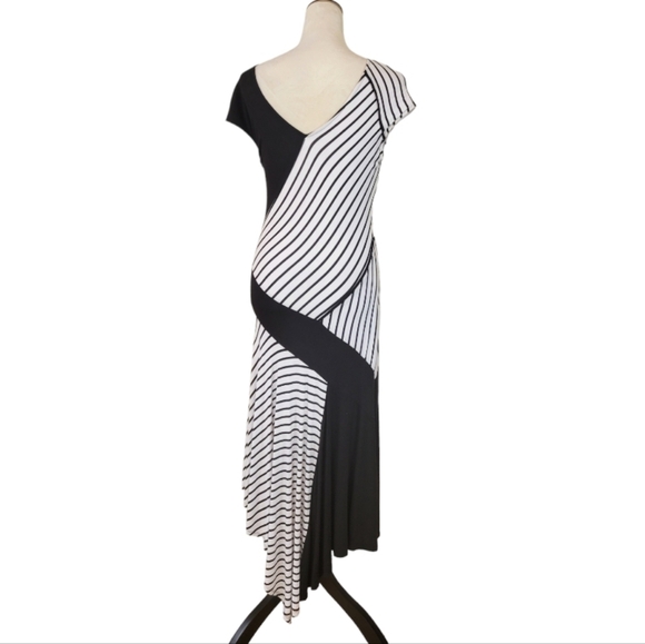 Cato Asymmetrical Black & White Striped Maxi Dress Size Small - Picture 6 of 6
